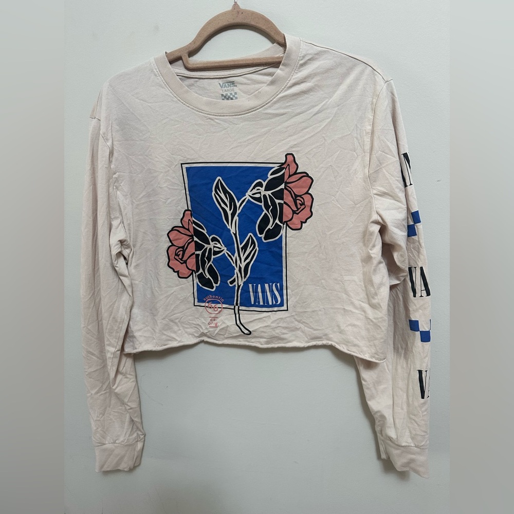 Vans Floral Graphic Cropped Long Sleeve Tee L